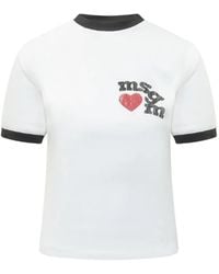 MSGM - Ringer Detail T-Shirt - Lyst