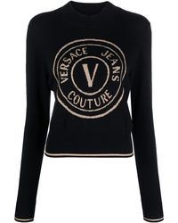 Versace - Logo-intarsia Cotton Jumper - Lyst