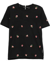 Marco Bologna - Floral-Embroidered Zip-Fastening T-Shirt - Lyst