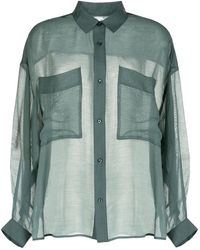 Izzue Sheer Button-down Shirt - Green