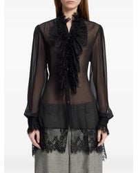 Ann Demeulemeester - Barah Ruffled Lace-Trim Shirt - Lyst