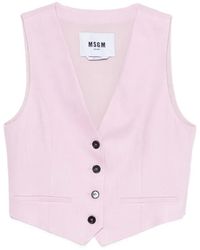 MSGM - V-Neck Button-Fastening Gilet - Lyst
