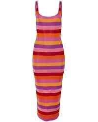 Carolina Herrera - Stripe Scoopneck Midi-dress - Lyst