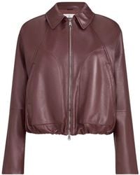 Brunello Cucinelli - Nappa Leather Outerwear Jacket With Drawstring And Monili - Lyst