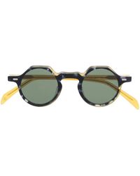 Lesca - Tortoise Round-Frame Sunglasses - Lyst