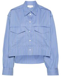 Victoria Beckham - Striped Cotton Cropped Shirt - Lyst