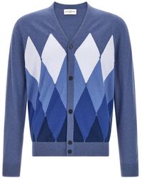 Ballantyne - V-Neck Argyle Cardigan - Lyst