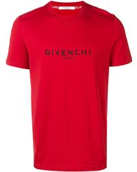 Givenchy Distressed-logo Cotton T-shirt - Red