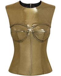 Dolce & Gabbana - Kurzes Bustiertop Aus Metallic-Satin - Lyst