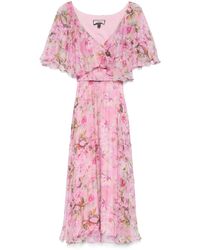 Nissa - Robe Mi-Longue En Soie À Fleurs - Lyst