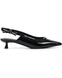 KARL LAGERFELD - Patent-Finish Slingback Heeled Pumps - Lyst