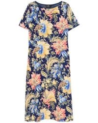 Etro - Floral-Print Short-Sleeve Midi Dress - Lyst