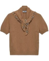 Prada - Kurzärmeliger Pullover Mit Schal - Lyst