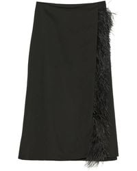 Yves Salomon - Feather-Trimmed Satin Skirt - Lyst