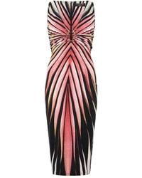 Roberto Cavalli - Ray Of-Print V-Neck Dress - Lyst