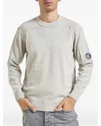 C.P. Company - Lambswool Lens Crewneck Contrast Sweater - Lyst