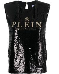 Philipp Plein - Sequin-Embellished Sleeveless Blouse - Lyst