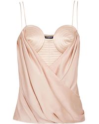 Balmain - Top Drapeado Sin Mangas - Lyst