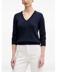 Lacoste - Logo-Patch V-Neck Sweater - Lyst