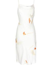Feng Chen Wang - Floral-print Silk Midi Dress - Lyst