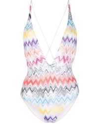 Missoni - V-neck Zigzag-print Swimsuit - Lyst