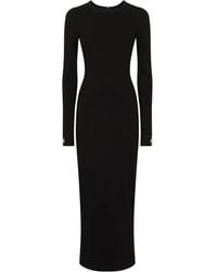 Dolce & Gabbana - Langärmeliges Midikleid Mit Logo-Applikation - Lyst
