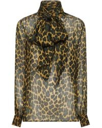 Saint Laurent - Seiden Lavallière Krawattenhemd - Lyst