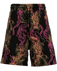Les Benjamins - Graphic-Print Cotton Track Shorts - Lyst