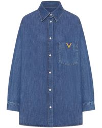 Valentino Garavani - Logo-Detail Denim Shirt - Lyst
