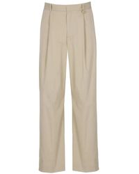 CASABLANCA - Pleated Logo-Plaque Wide-Leg Trousers - Lyst