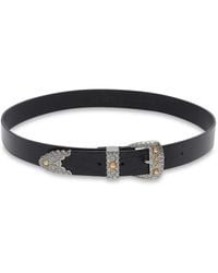 Pinko - Shiny Leather Belt With Metallic Finishes, 3 Cm - Lyst