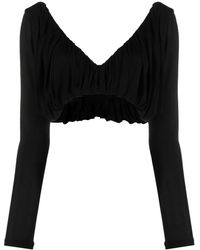 Saint Laurent - Gathered Jersey Cropped Top - Lyst