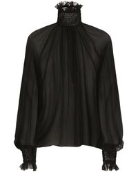 Dolce & Gabbana - Blusa a collo alto semi trasparente - Lyst
