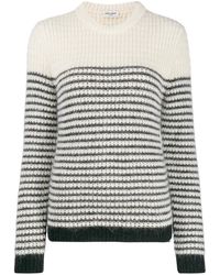 Saint Laurent - Gestreifter Pullover Mit Rundhalsausschnitt - Lyst