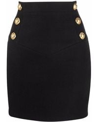 Balmain - Button-Detail High-Waisted Skirt - Lyst