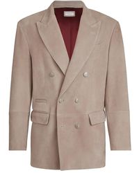 Brunello Cucinelli - Sakko Aus Wildleder Mit Metallknöpfen - Lyst
