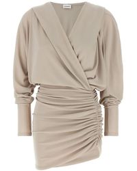 ANDAMANE - Grace Hooded Ruched Mini Dress - Lyst