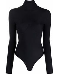 Murmur High Neck Long-sleeved Bodysuit - Black