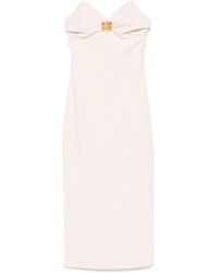 Elisabetta Franchi - Cream Midi Dress - Lyst