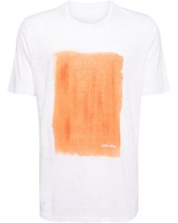 120% Lino - Leinen-T-Shirt mit Malerei-Print - Lyst
