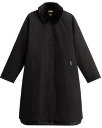 Woolrich - Faux-Fur Collar Button-Fastening Coat - Lyst