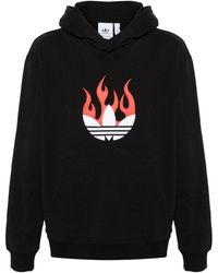 adidas - Flames Logo-patch Cotton Hoodie - Lyst