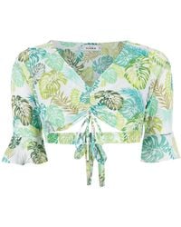 Amir Slama - Palm Leaf Print Cropped Top - Lyst