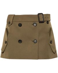 Miu Miu - Geruite Mini-Rok Van Scheerwol - Lyst