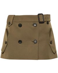 Miu Miu - Minijupe En Laine Vierge À Taille Ceinturée - Lyst