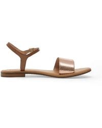 Geox - Sozy S Metallic-Effect Leather Flat Sandals - Lyst