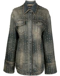 Blumarine - Chaqueta vaquera con efecto lavado y aplique - Lyst