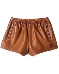 Miu Miu - Nappa Leather Shorts - Lyst