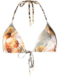 Roberto Cavalli - Wild Leda Print Triangle Bikini Top - Lyst