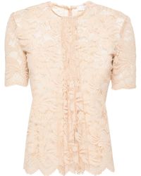 Rabanne - Floral-lace Semi-sheer Blouse - Lyst